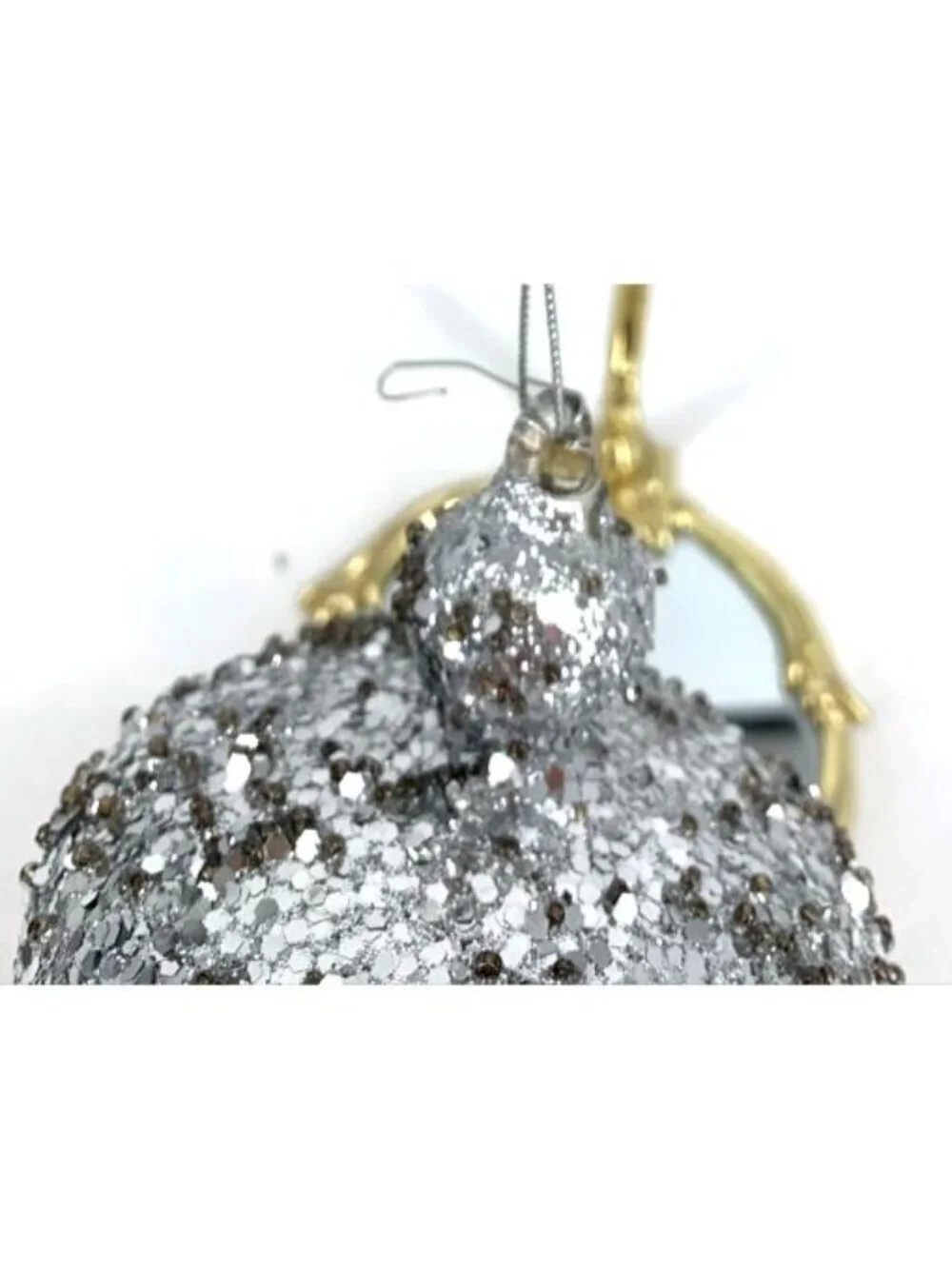 Blown Glass Finial Drop Christmas Ornament Silver 7